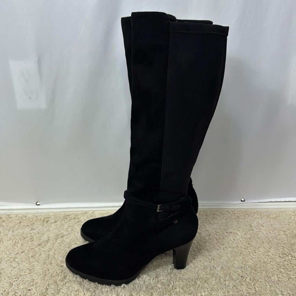 Dana Buchman Cone Heel Dress Boots Size 9 Black Suede Womens