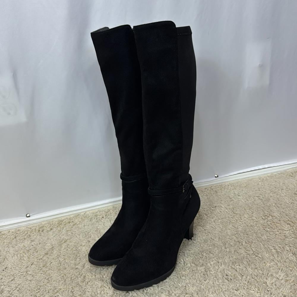 Dana Buchman Cone Heel Dress Boots Size 9 Black Suede Womens - detail