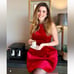 Zara | Women’s Voluminous Red Velvet Sleeveless Mini Dress | Size: XS