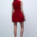 Zara | Women’s Voluminous Red Velvet Sleeveless Mini Dress | Size: XS