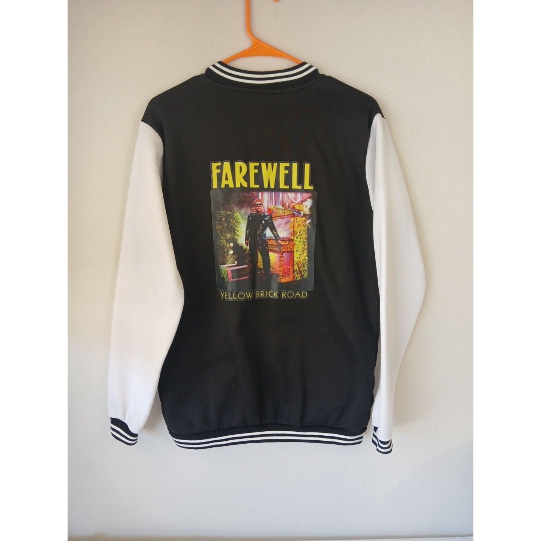 Elton John Farewell Yellow Brick Road Tour 2020 Jacket Size Med BLACK Varsity