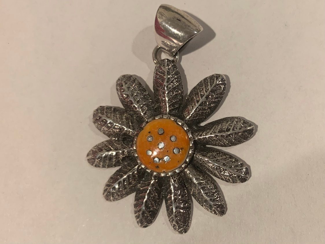 Navajo Lester James flower pendant