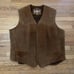 Vintage Pioneer Wear Brown Suede Leather Sherpa Lined Western Vest Size 48 XL