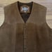 Vintage Pioneer Wear Brown Suede Leather Sherpa Lined Western Vest Size 48 XL