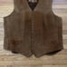 Vintage Pioneer Wear Brown Suede Leather Sherpa Lined Western Vest Size 48 XL