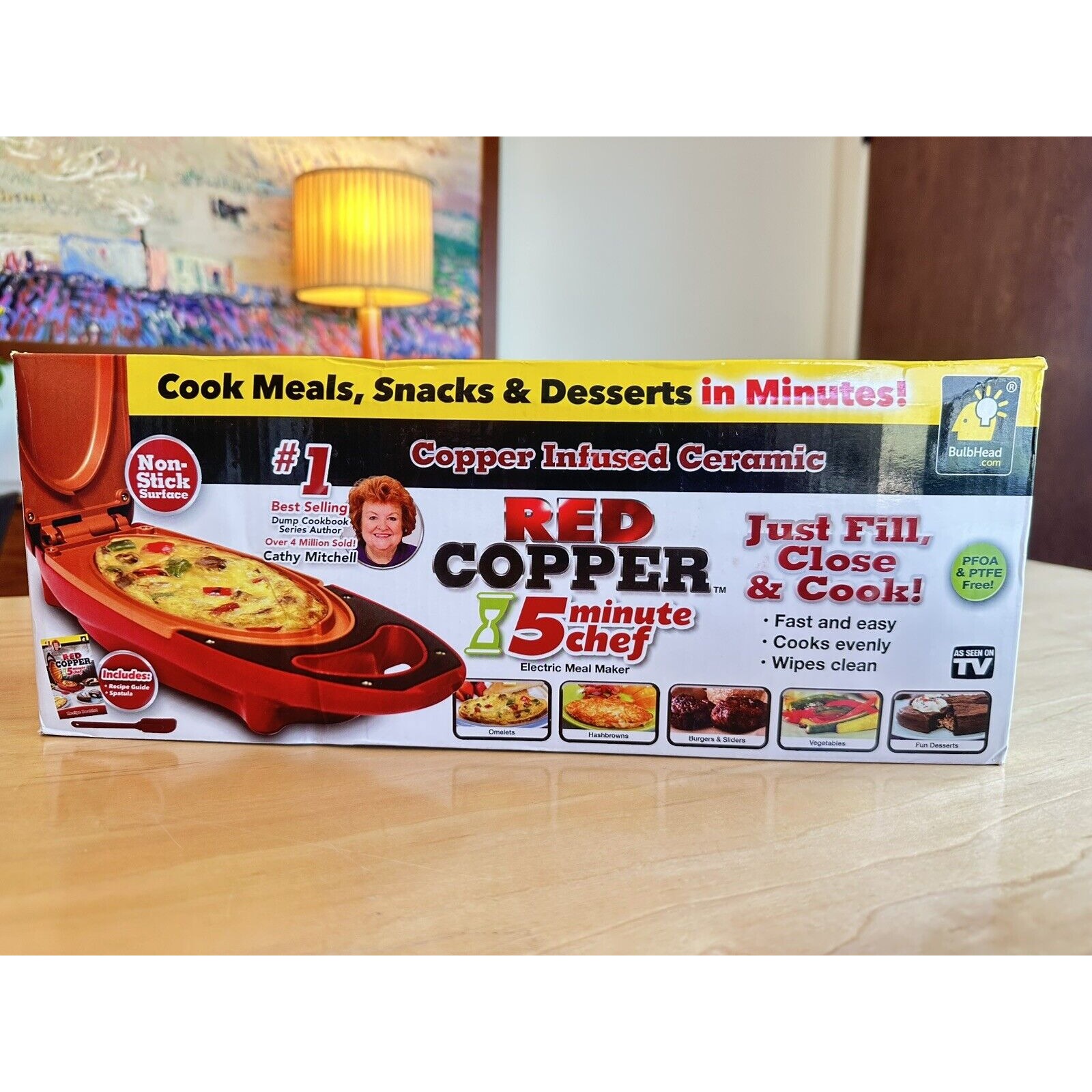 New Copper Red 5 Minute Chef Electric Meal Omelet Maker Infused Ceramic Cooker