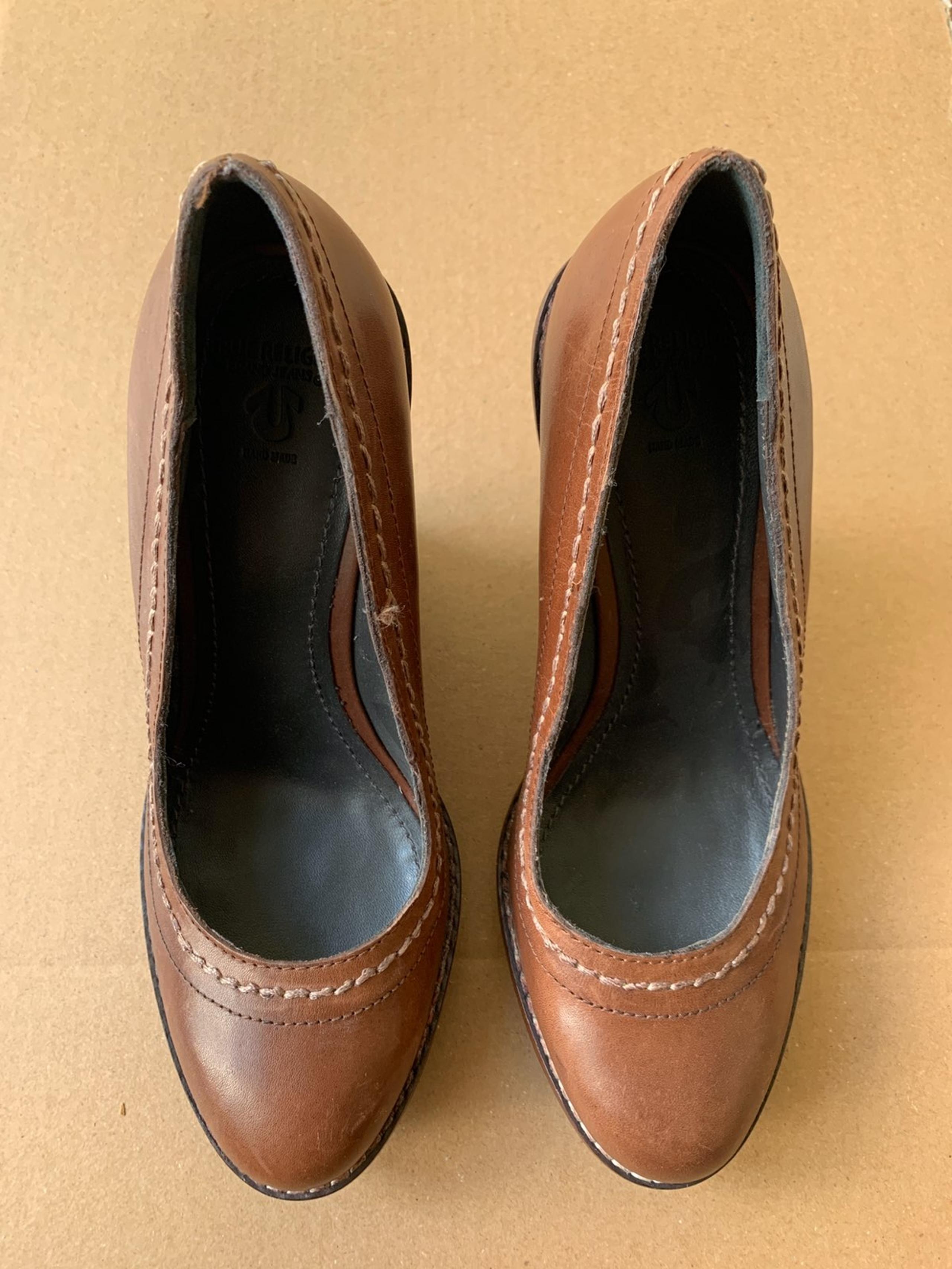 True Religion Brown Wedge Pumps. Size 9