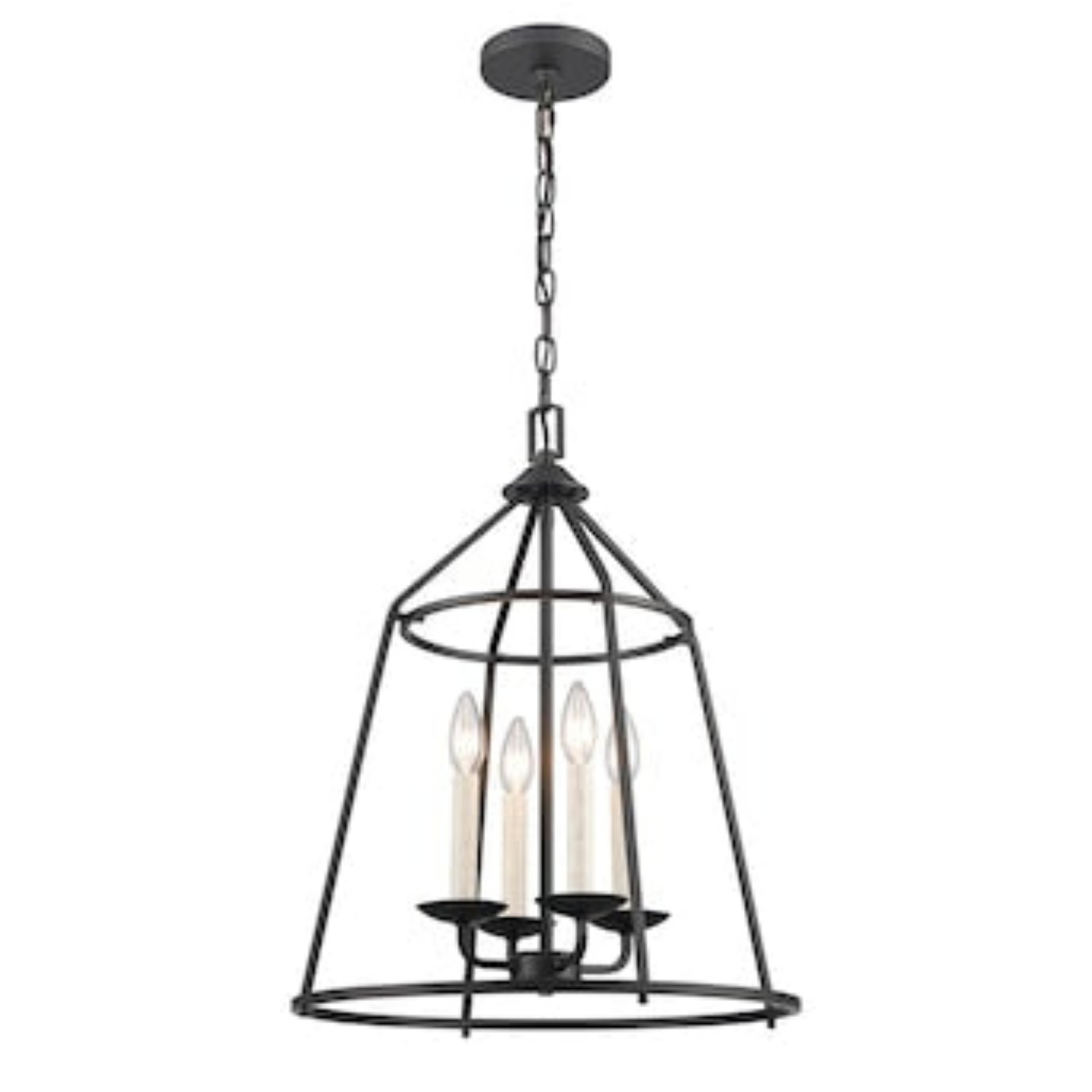 allen + roth Ullie 4-Light Matte Black Farmhouse Dry rated Chandelier