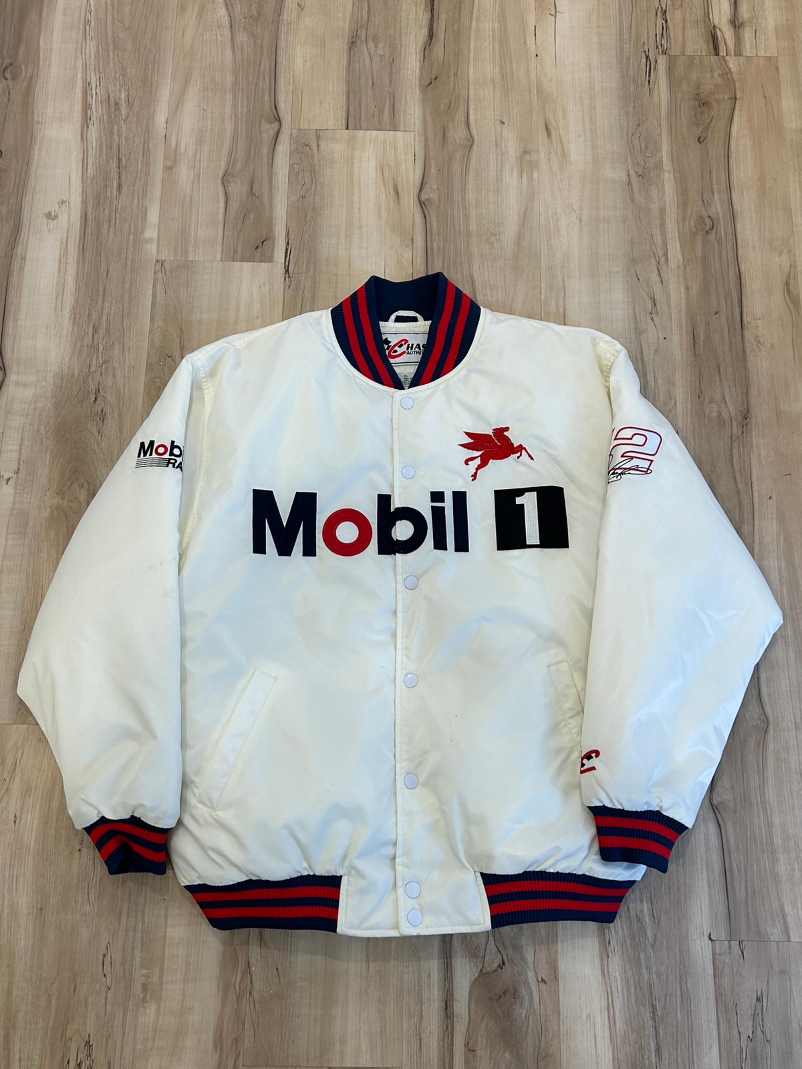 Vintage Chase Authentics Mobile 1 Jeremy Mayfield #12 NASCAR Snap Jacket Sz. XL