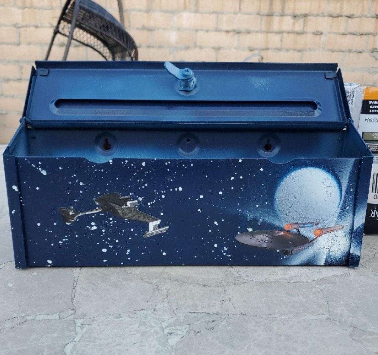 Star Trek Custom Spray Painted and Collaged Mail Box
