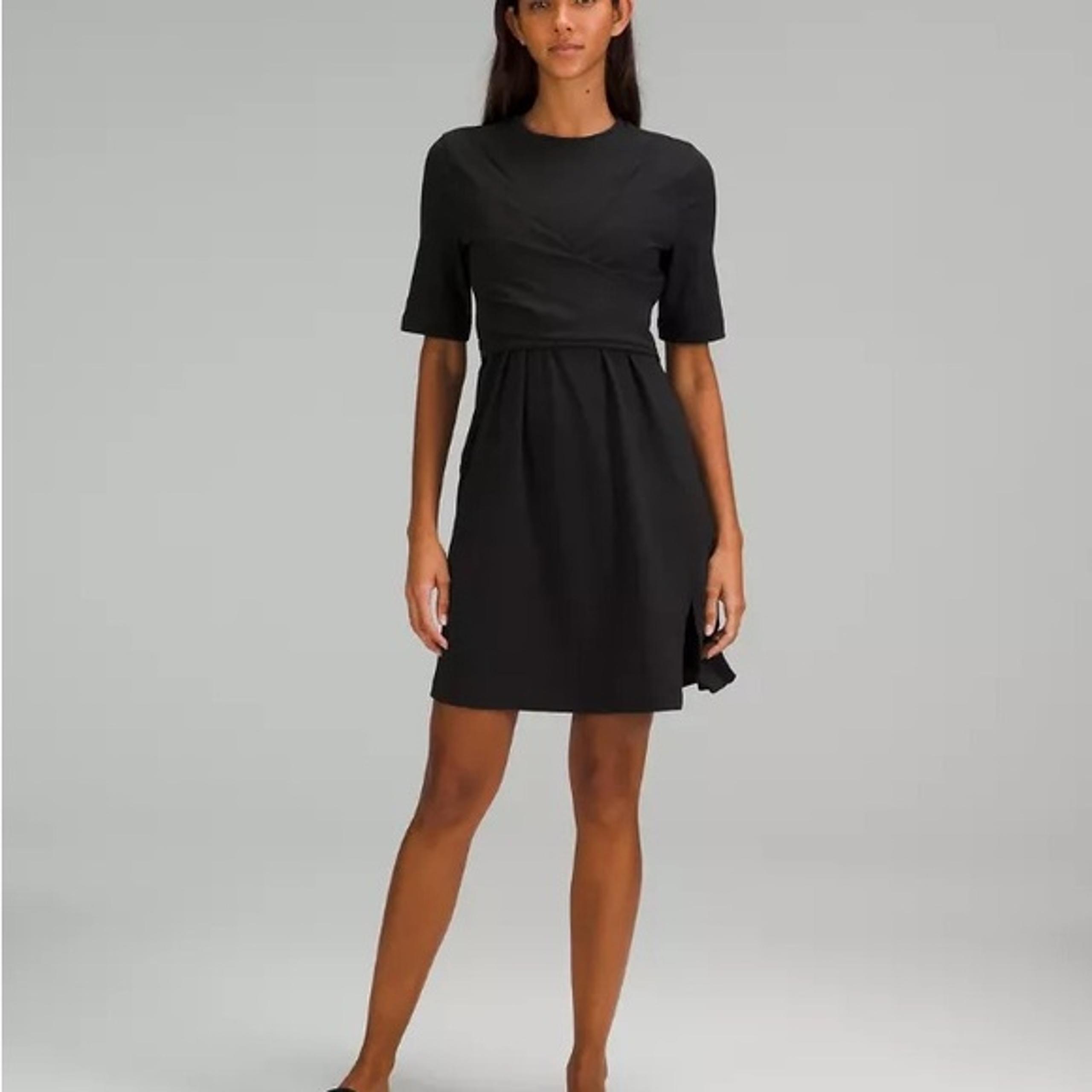 Lululemon Cotton Wrap-Front T-Shirt Dress in Black Size 6 - lululemon athletica