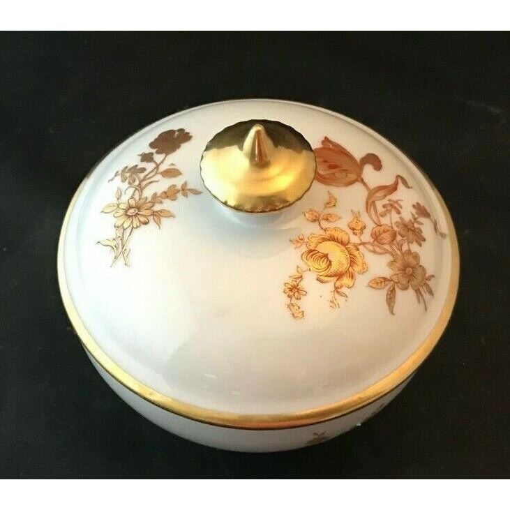 Limoges Porcelain France Covered Bowl Floral Pattern