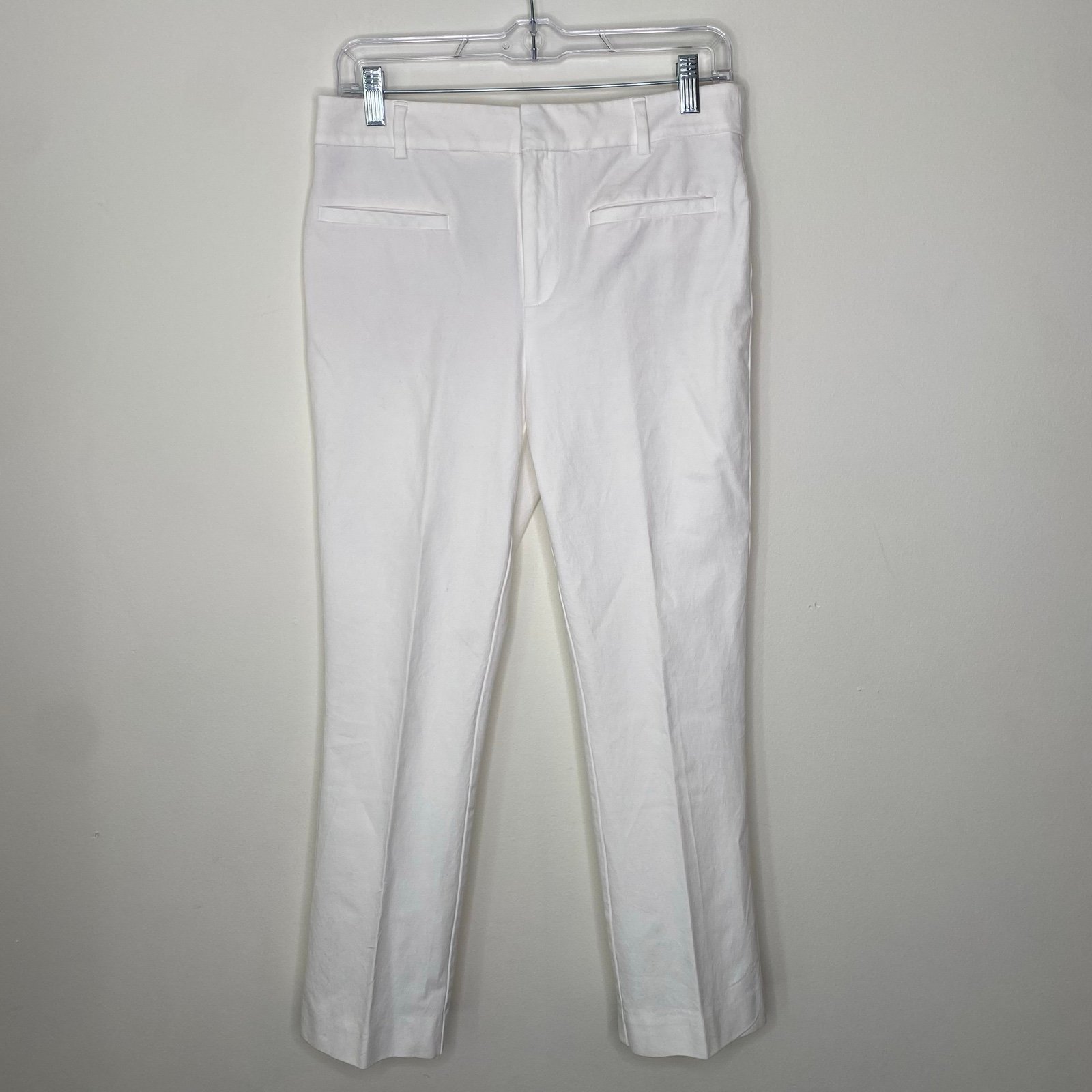 Maeve by Anthropologie White Straight Leg Crop Stretch Pants in size 6