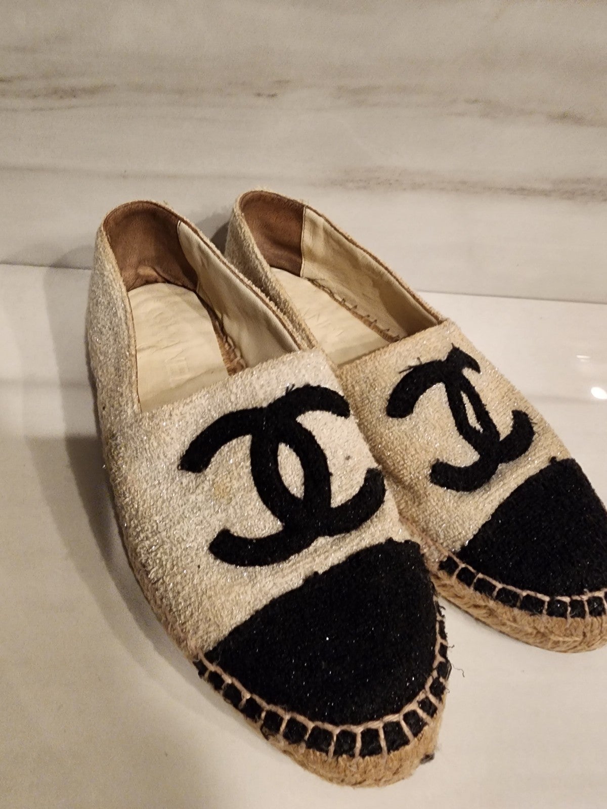 Chanel Shimmer espadrille flats