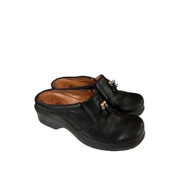 Ariat Mendocino Black Leather Tassel Slip On Clogs Mules Sling Back Women 8.5