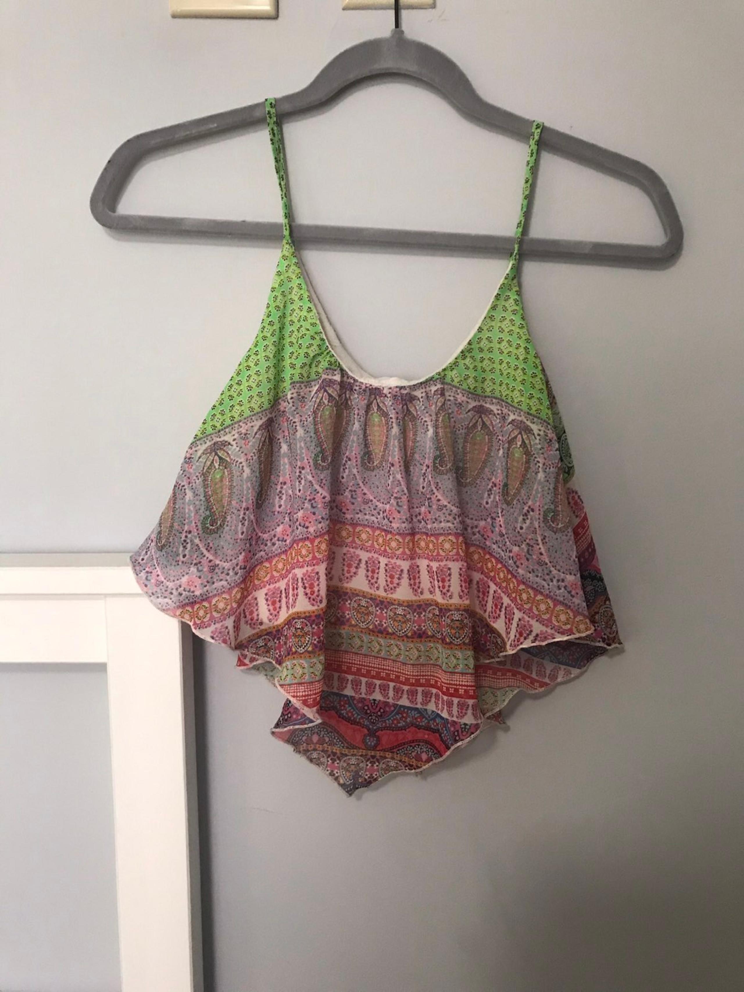 Multicolored Sheer Crop Top w Bandeau At