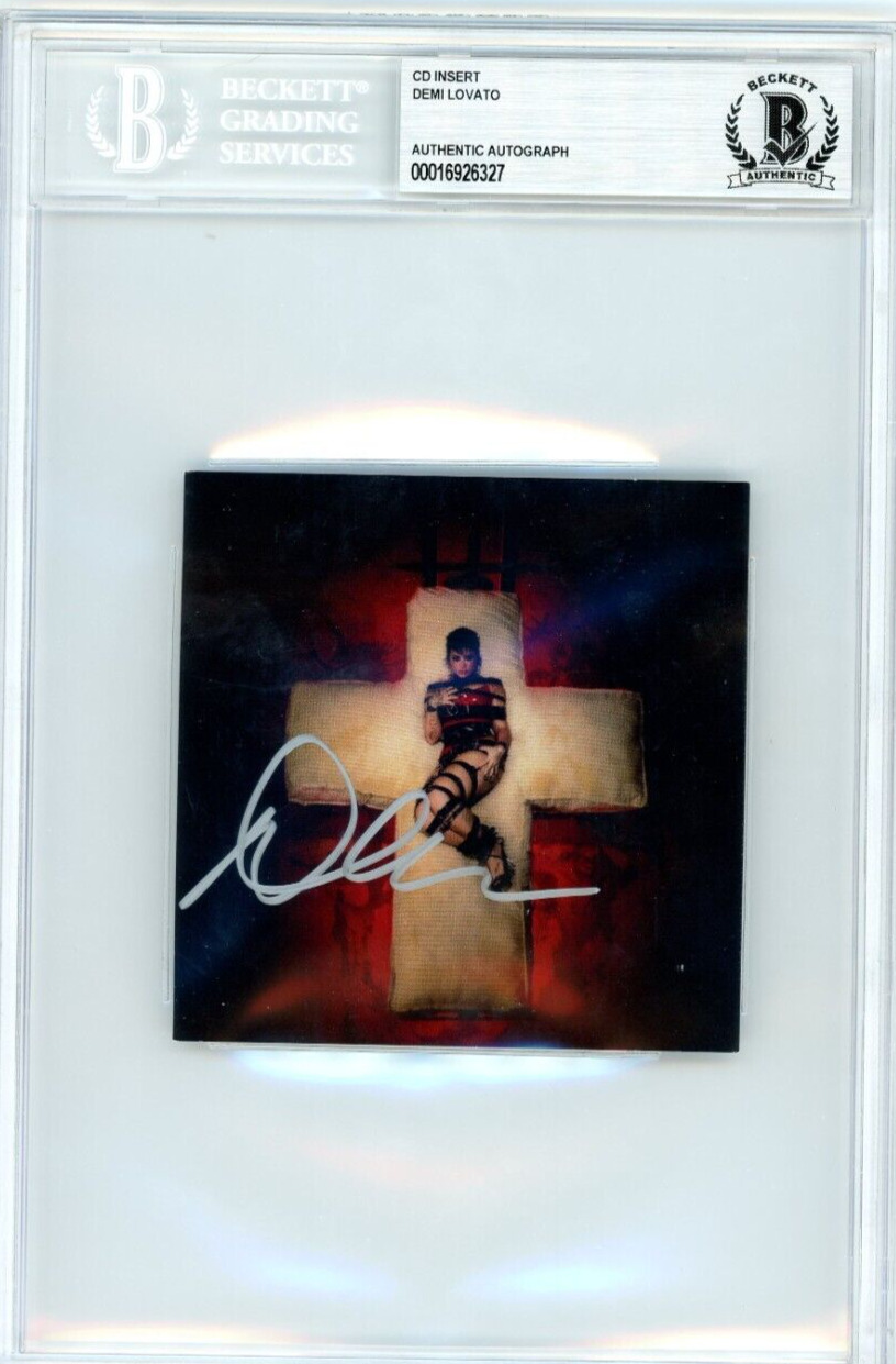 Demi Lovato Signed CD Promo Card Beckett BAS Encased Slabbed