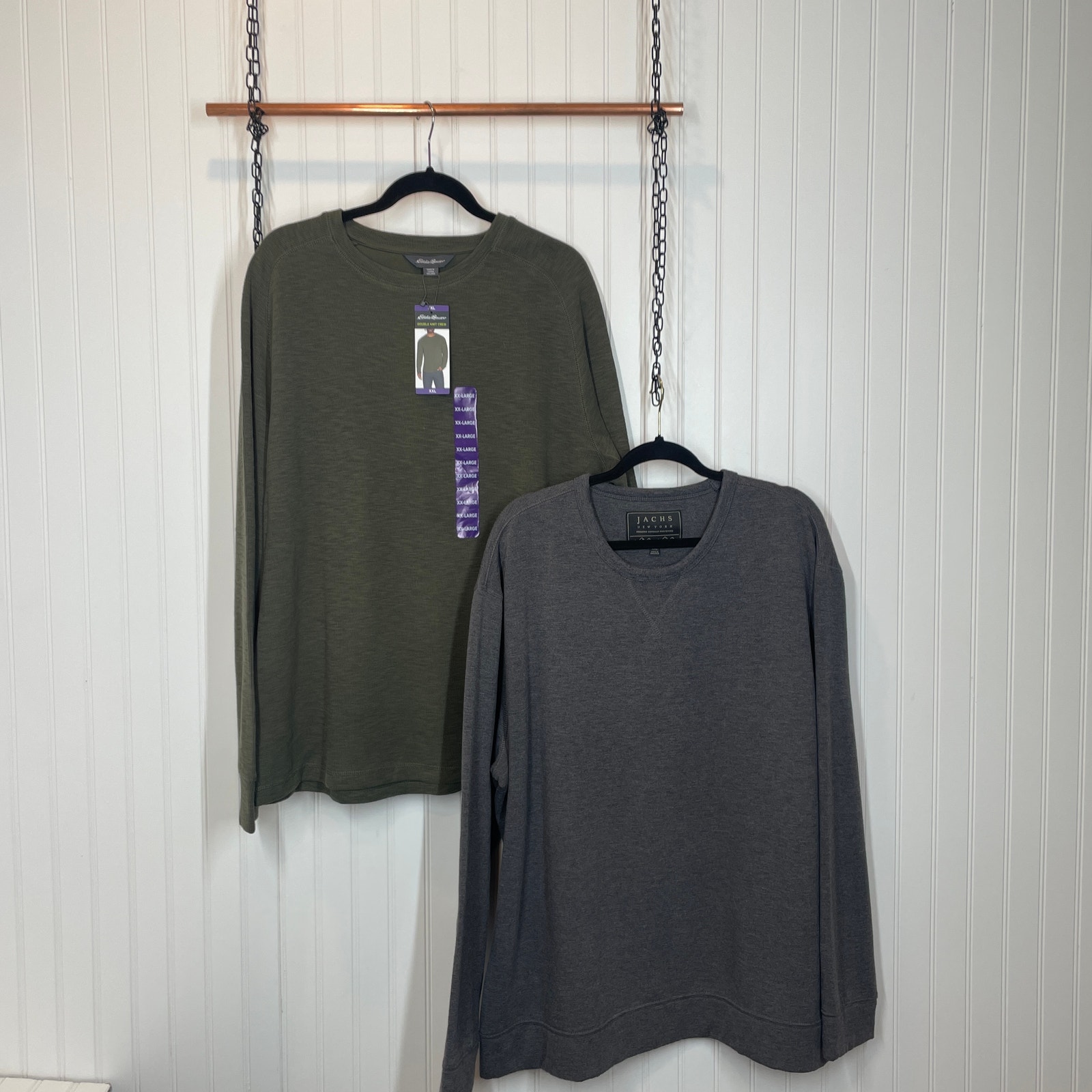NWT Eddie Bauer & Jachs Men’s Gray & Green Crew Neck Sweatshirt BUNDLE Size XXL