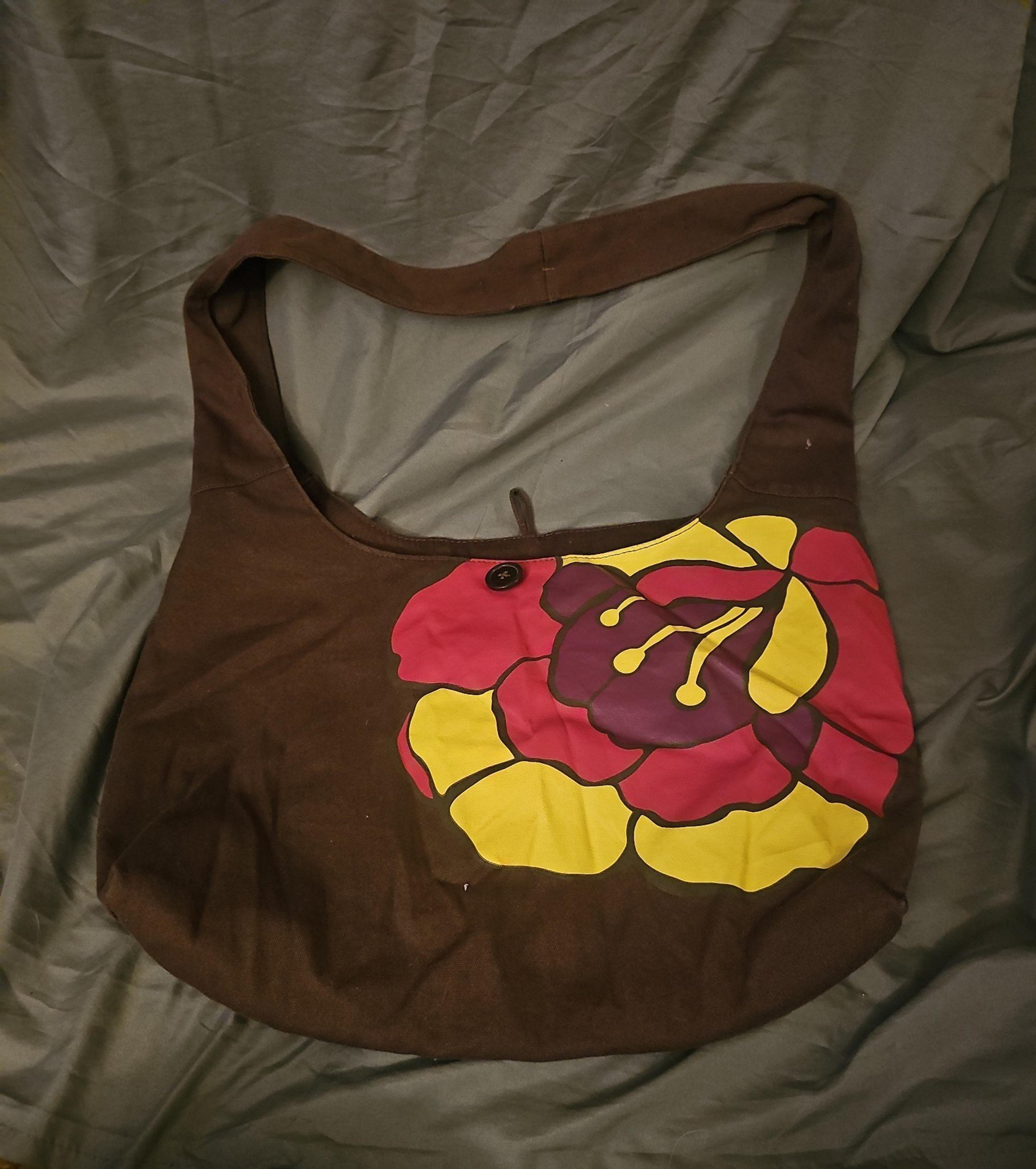 Old navy Brown floral shoulder bag 18x13 #J