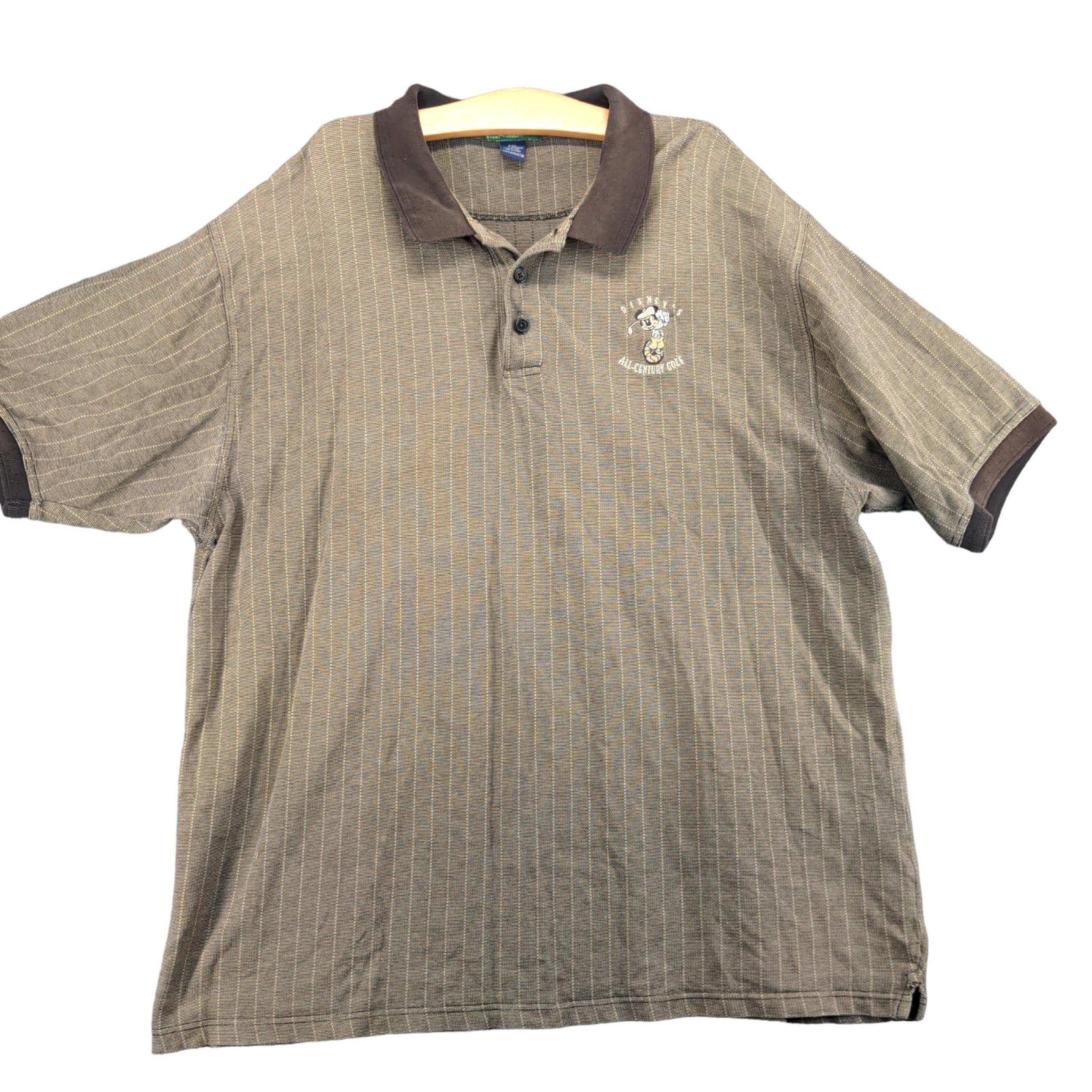Disney Golf Collection Mens Mickey Mouse Polo Shirt Brown 2XL Short Sleeve