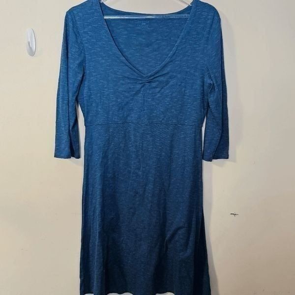 Horny Toad 3/4 Sleeve V-neck Organic Cotton Knee Length Rosalinda Dress Womens T