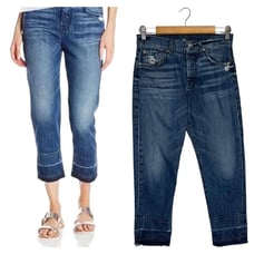 7 For All Mankind Jeans Womens 26 1984 Boyfriend High Waist Cropped Vintage Blue