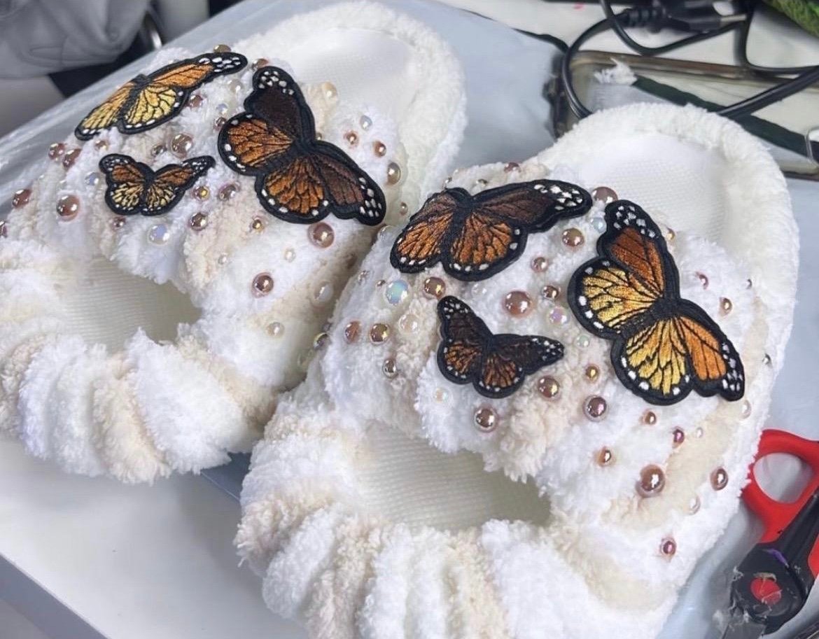 White Butterfly Yarn Slides