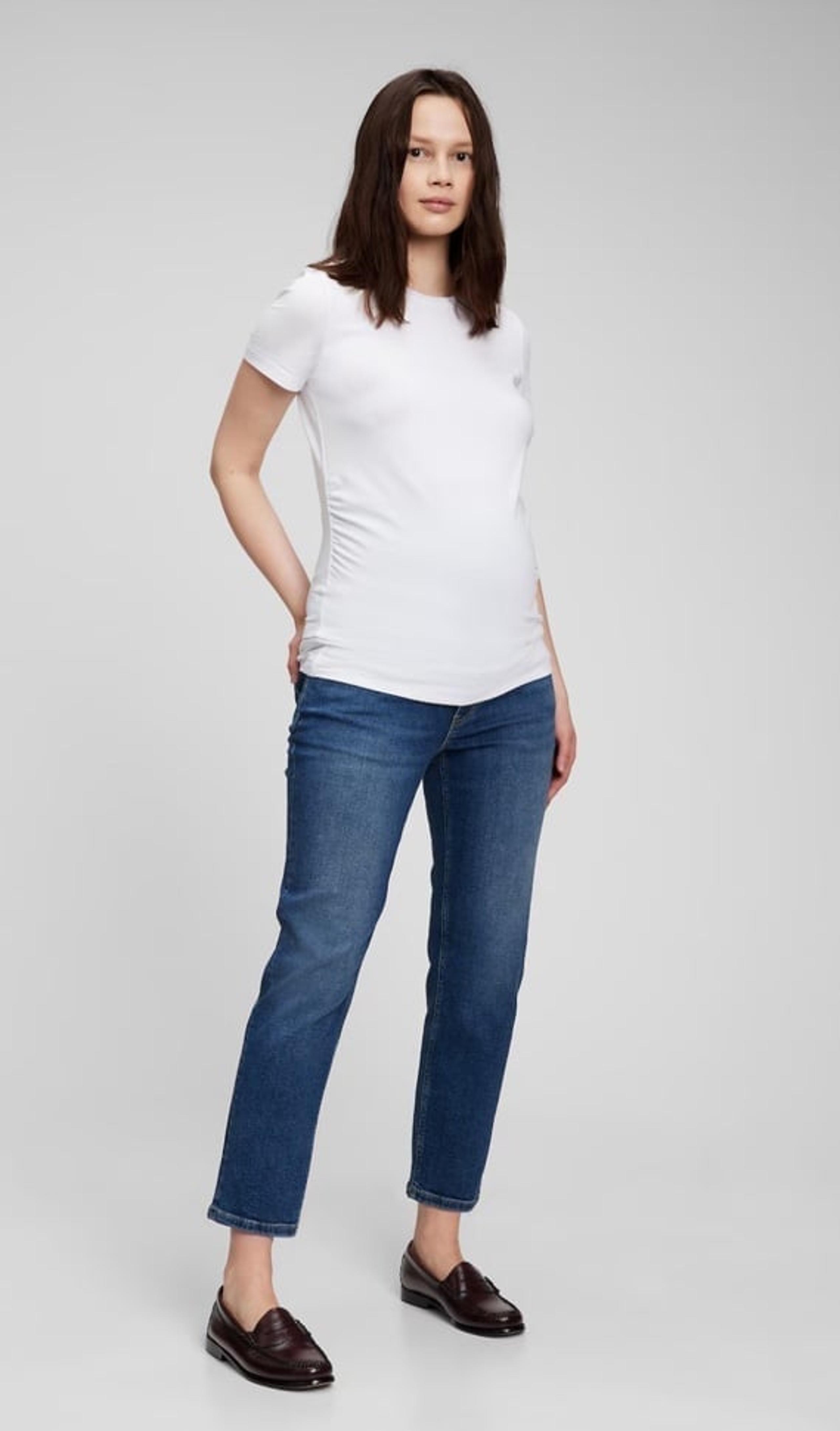 NWT- Maternity True Waistband Full Panel Cheeky Straight Jeans - Size 28 - Gap