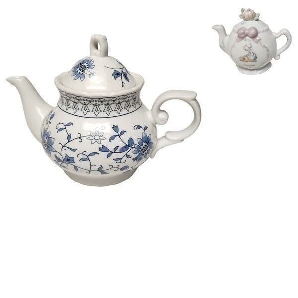 Vintage 6.5 Blue & White Floral Filigree Teapot /Bonus FREE Mini 1993 Teapot