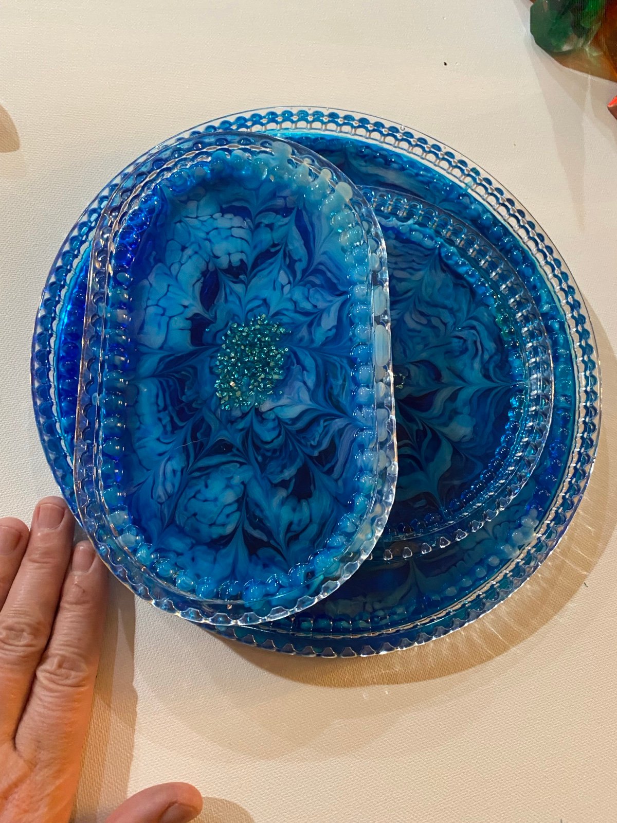 Handmade resin trays - set of 3 - unique gift idea!