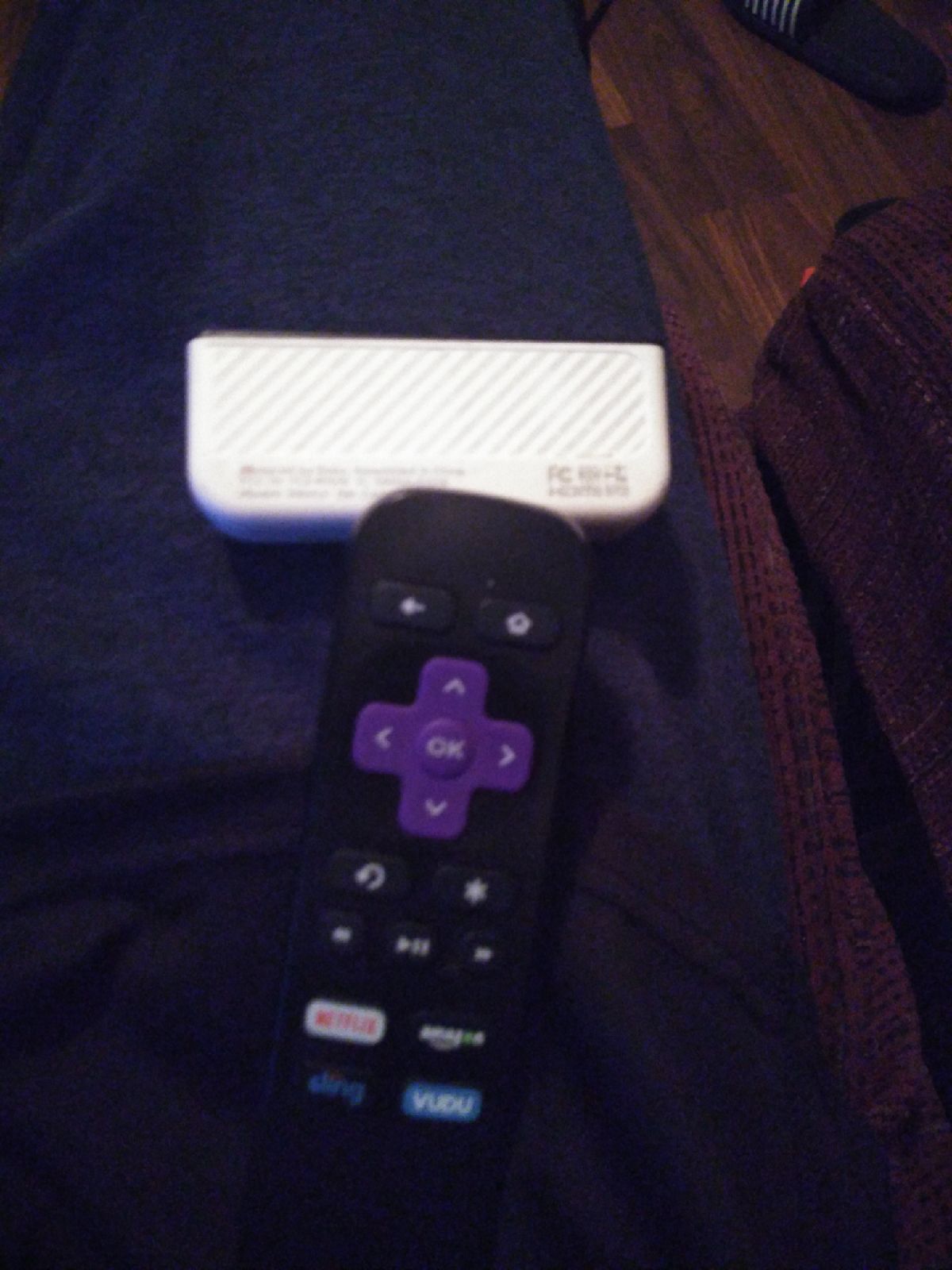 Roku box and remote with HDMI cord also