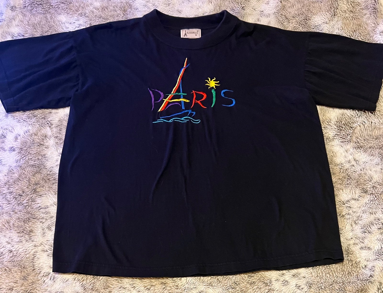 Vintage 90s Energy Paris Embroidered Short Tee