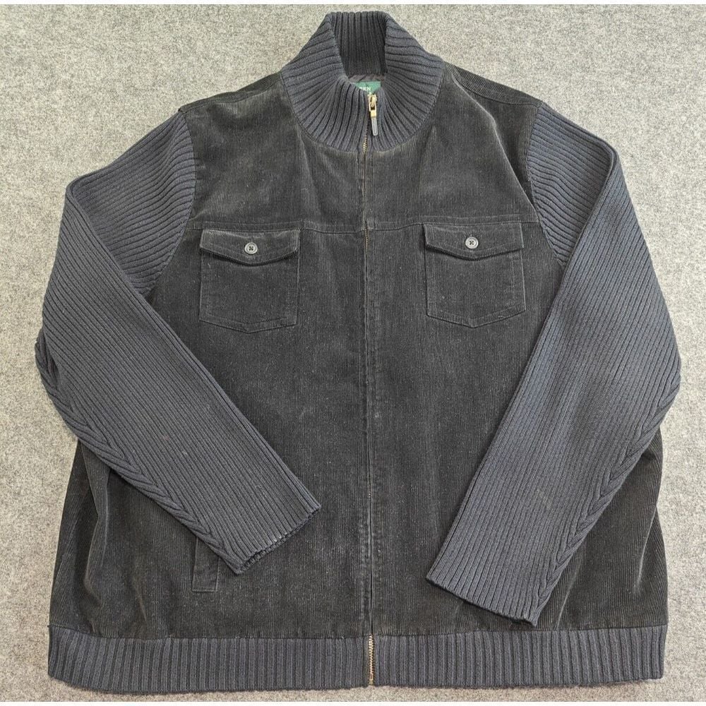 Lauren Ralph Lauren Womens Bomber Jacket 2X Black Corduroy Ribbed Full Zip