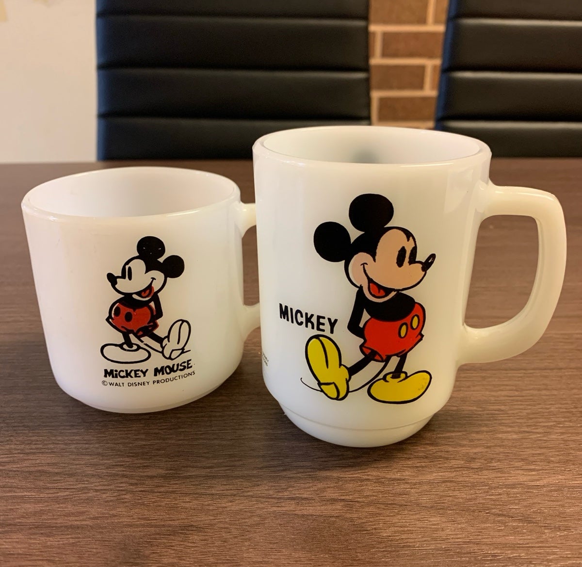 Vintage Mickey Mouse Milk Glass Mugs (Fire King ang Federal)