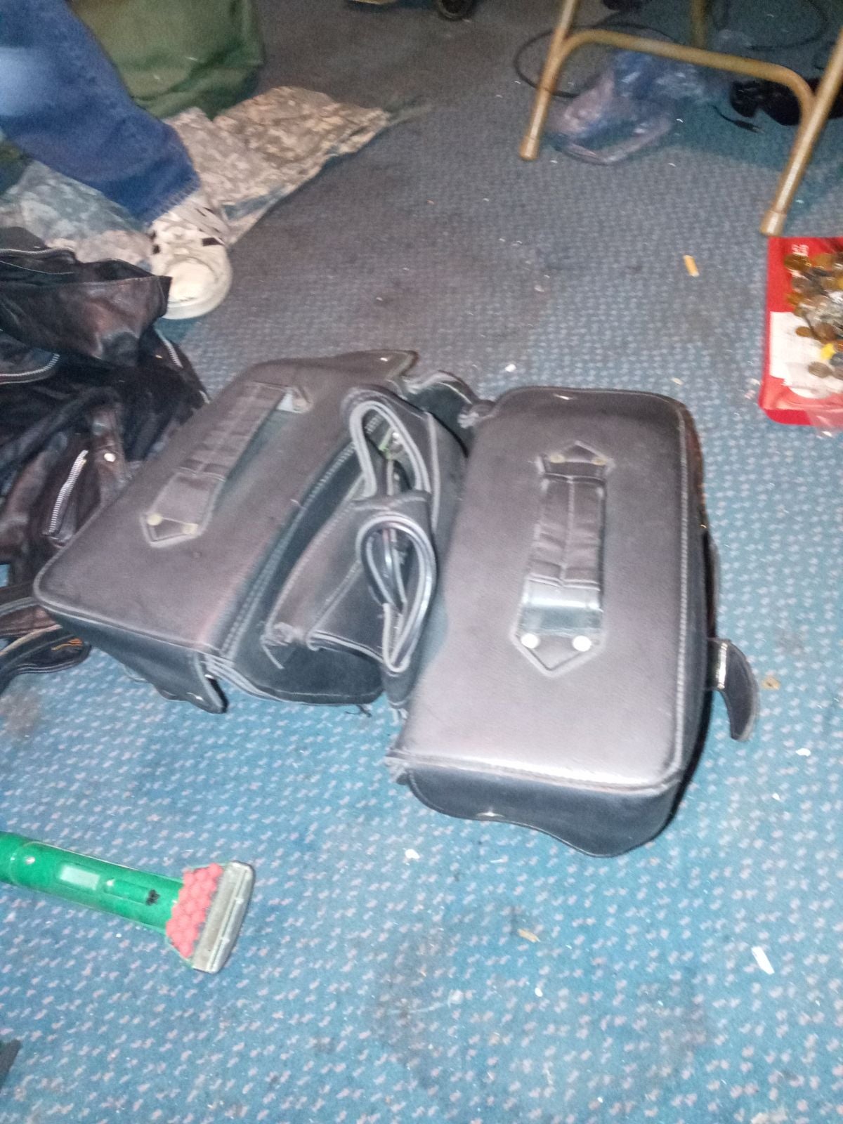 Leather motorcycle bagsback finders.