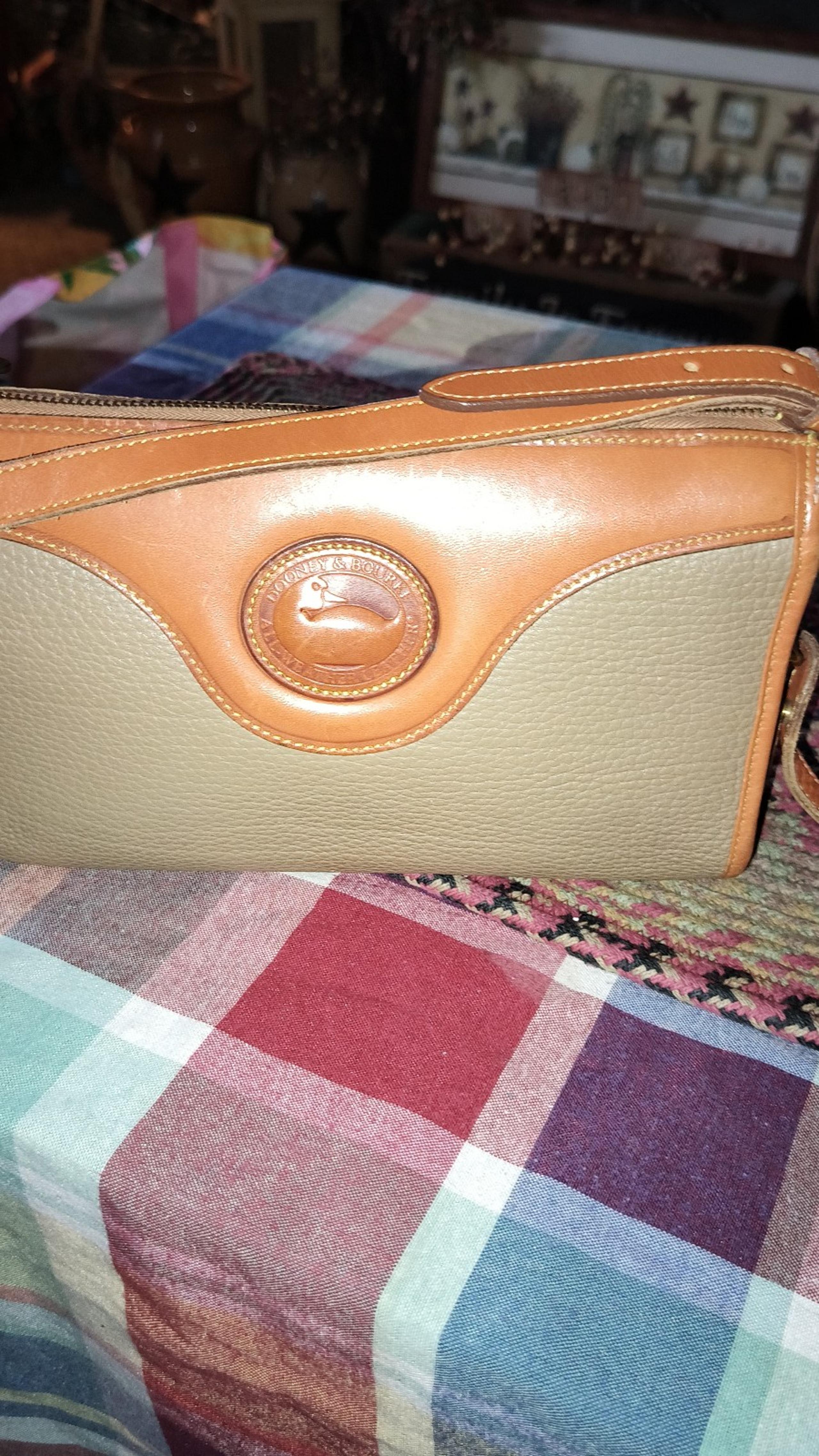 Vintage all weather taupe leather crossbody Dooney and Bourke bag
