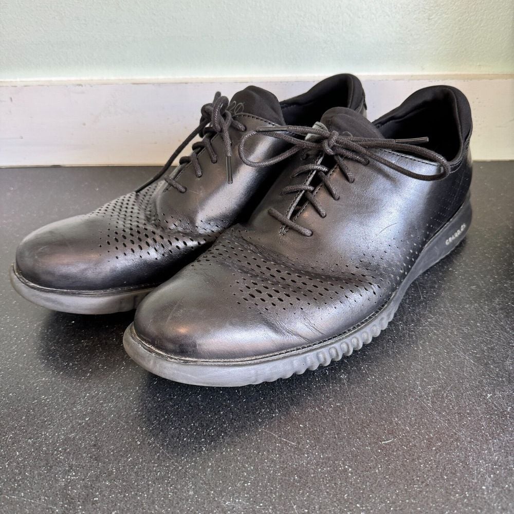 Cole Haan 2.0 Grand Shoes Mens 13M Laser Wingtip Oxford Leather Black C23832