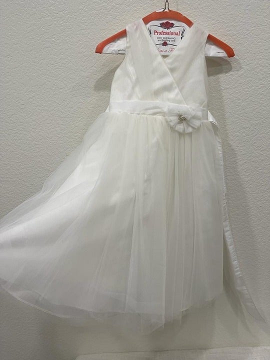 2PCS for White Floral Flower Girl Dress size 5/6 and 7/8