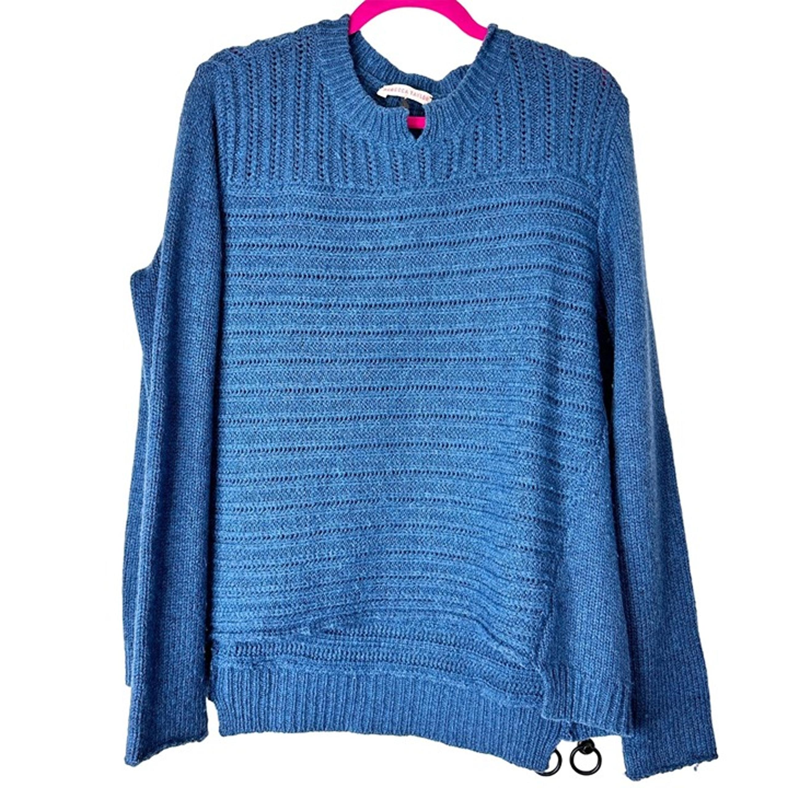 Rebecca Taylor Sweater Womens Large Blue Wool Long Sleeve Crew Neck