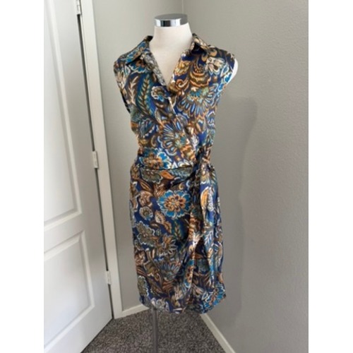 Anthropologie Drew Paisley Print Wrap Dress Sleeveless Career Casual Party L