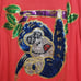 Vintage Shirt Sequin Monkey Gold Metallic Trim One Size Fits Most Poly Cotton
