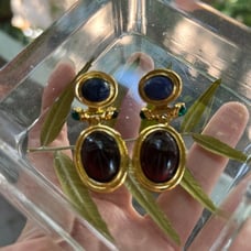 Vintage 1980's Unsigned GIVENCHY Carved Genuine Lapis Scarab Pierced