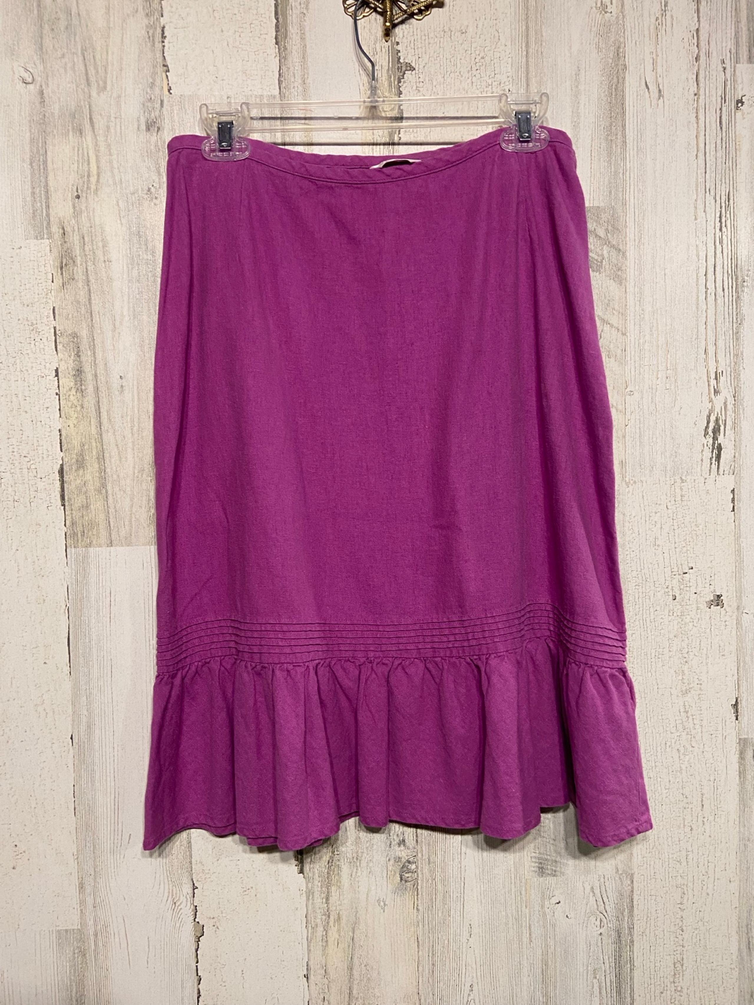 Christopher & Banks Purple Linen Ruffle Hem  Midi Skirt 10