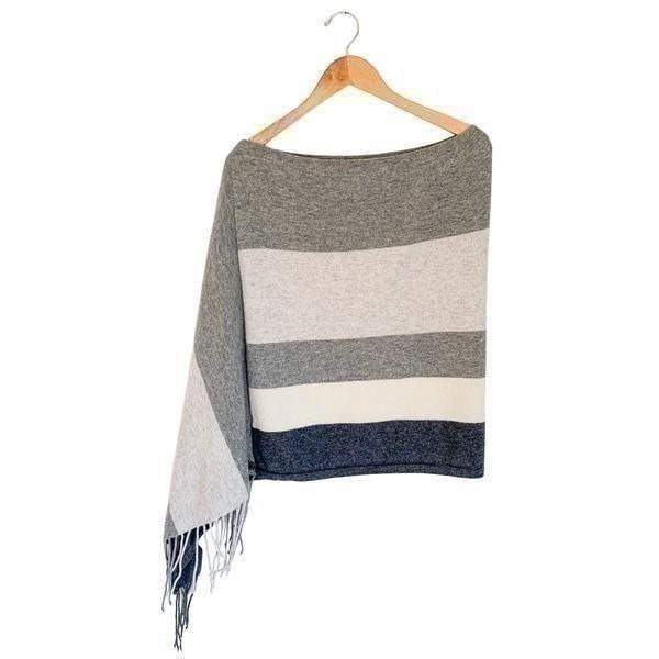Mersea co striped cashmere and wool fringe poncho