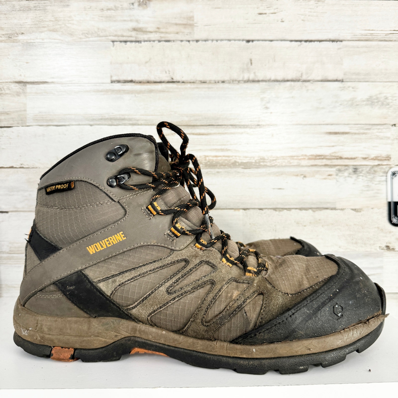 Wolverine Mens Fletcher Hiking Trail Boots Gray Black Lace Up Waterproof 13