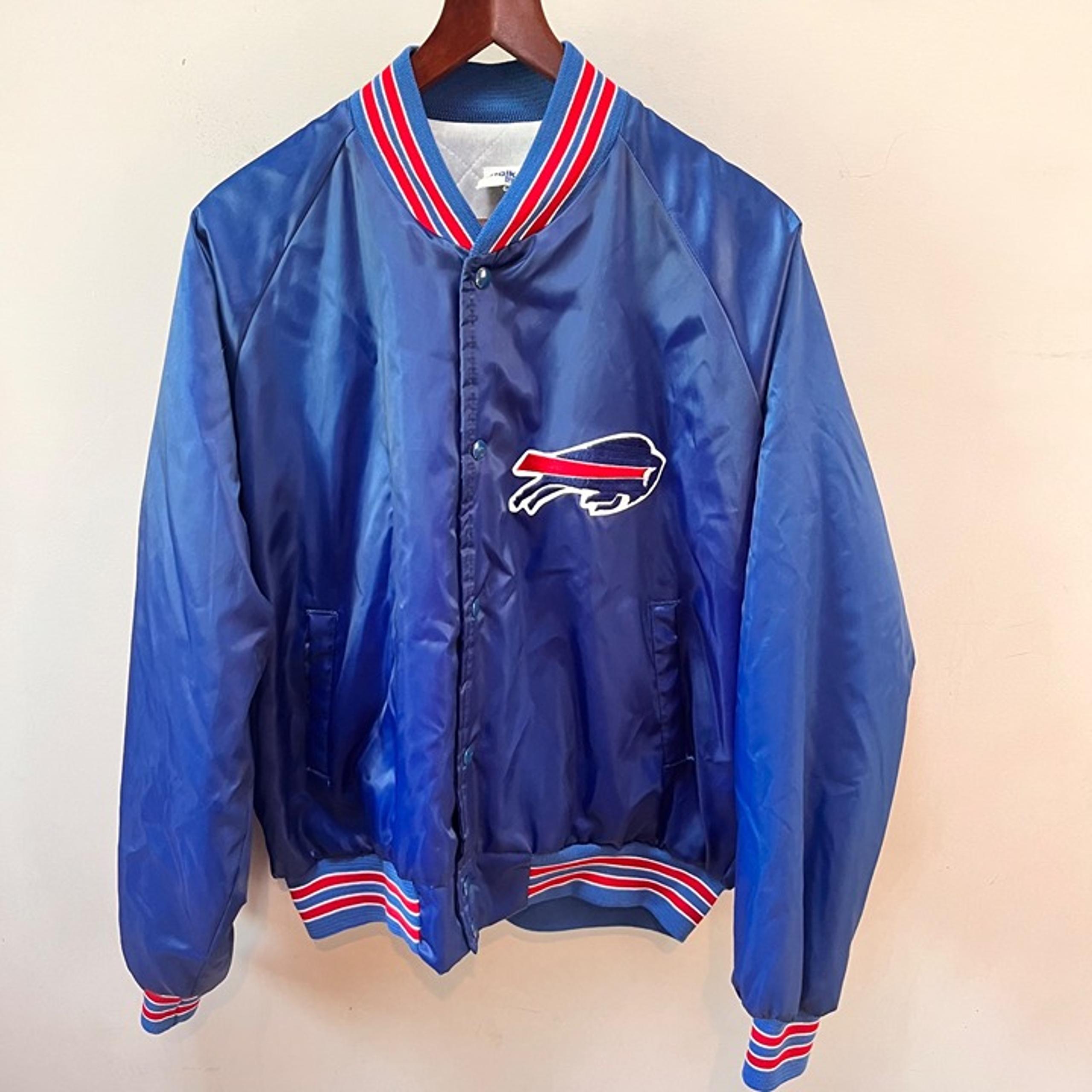 Vintage Chalk Line Buffalo Bills Satin Bomber Jacket XL Blue Red White