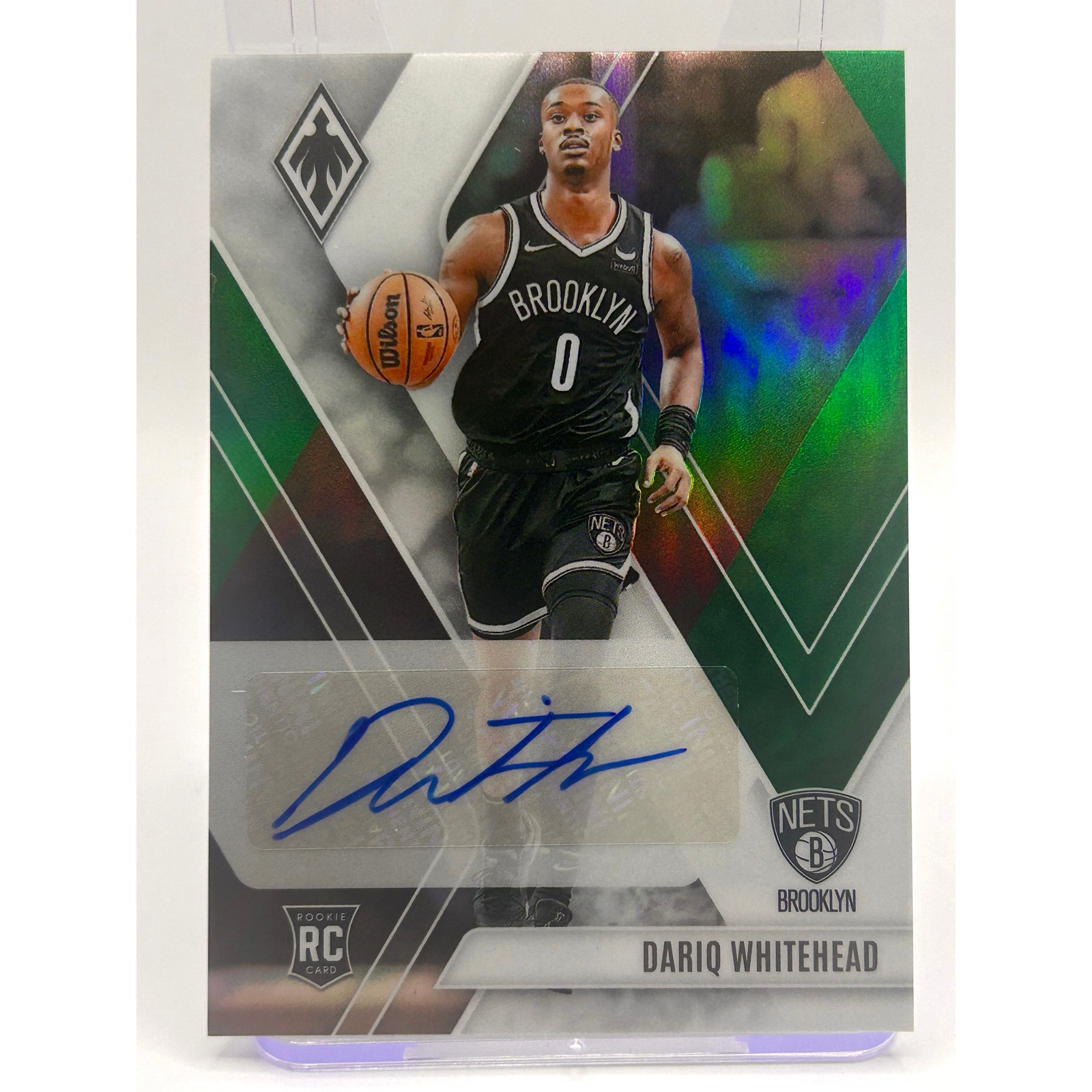 2023-24 Panini Phoenix Dariq Whitehead Rookie Green Refractor Auto #2/5 SSP Nets
