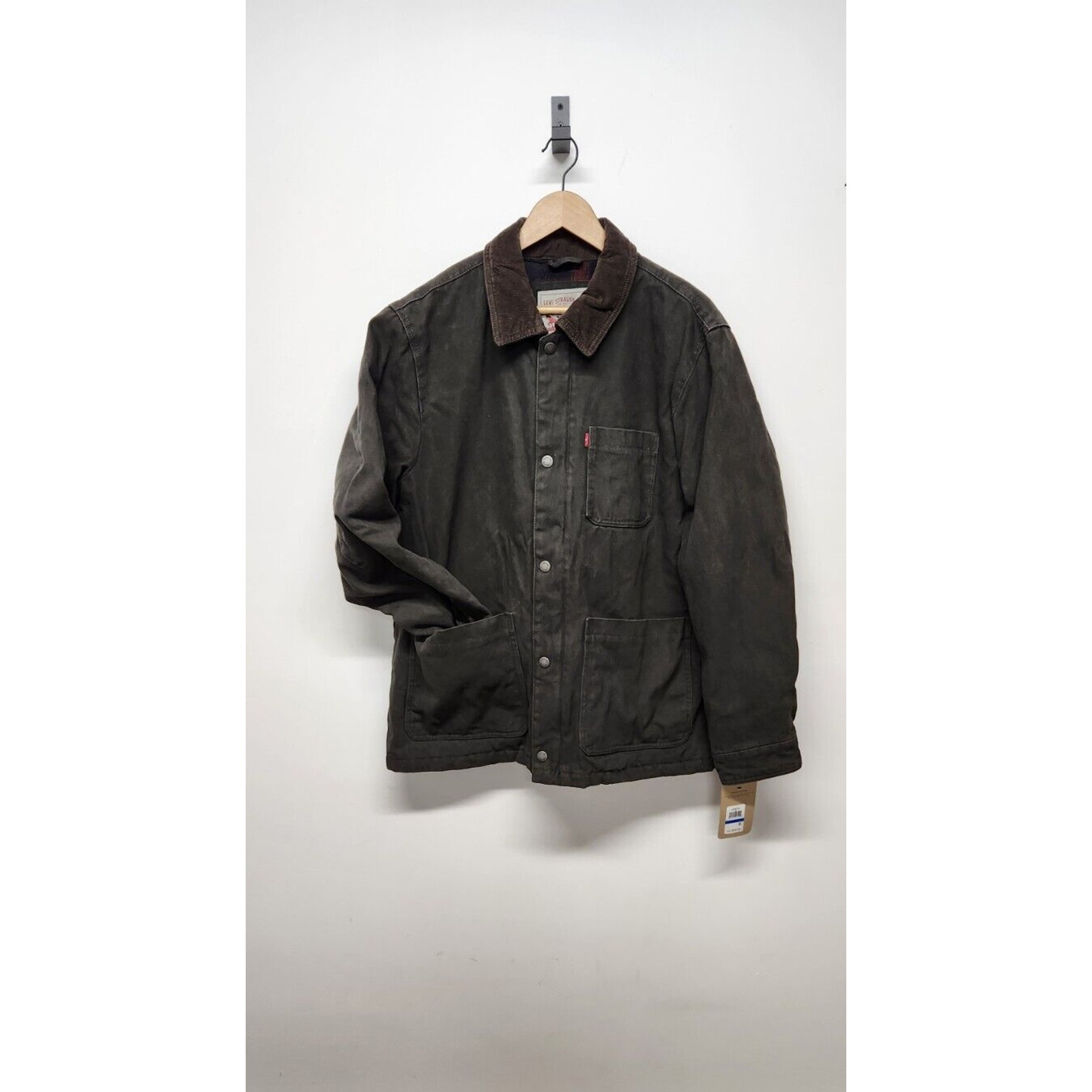 Levi's Men's Cotton Canvas Chore Olive Coat/Jacket, Size XL, Corduroy Collar
