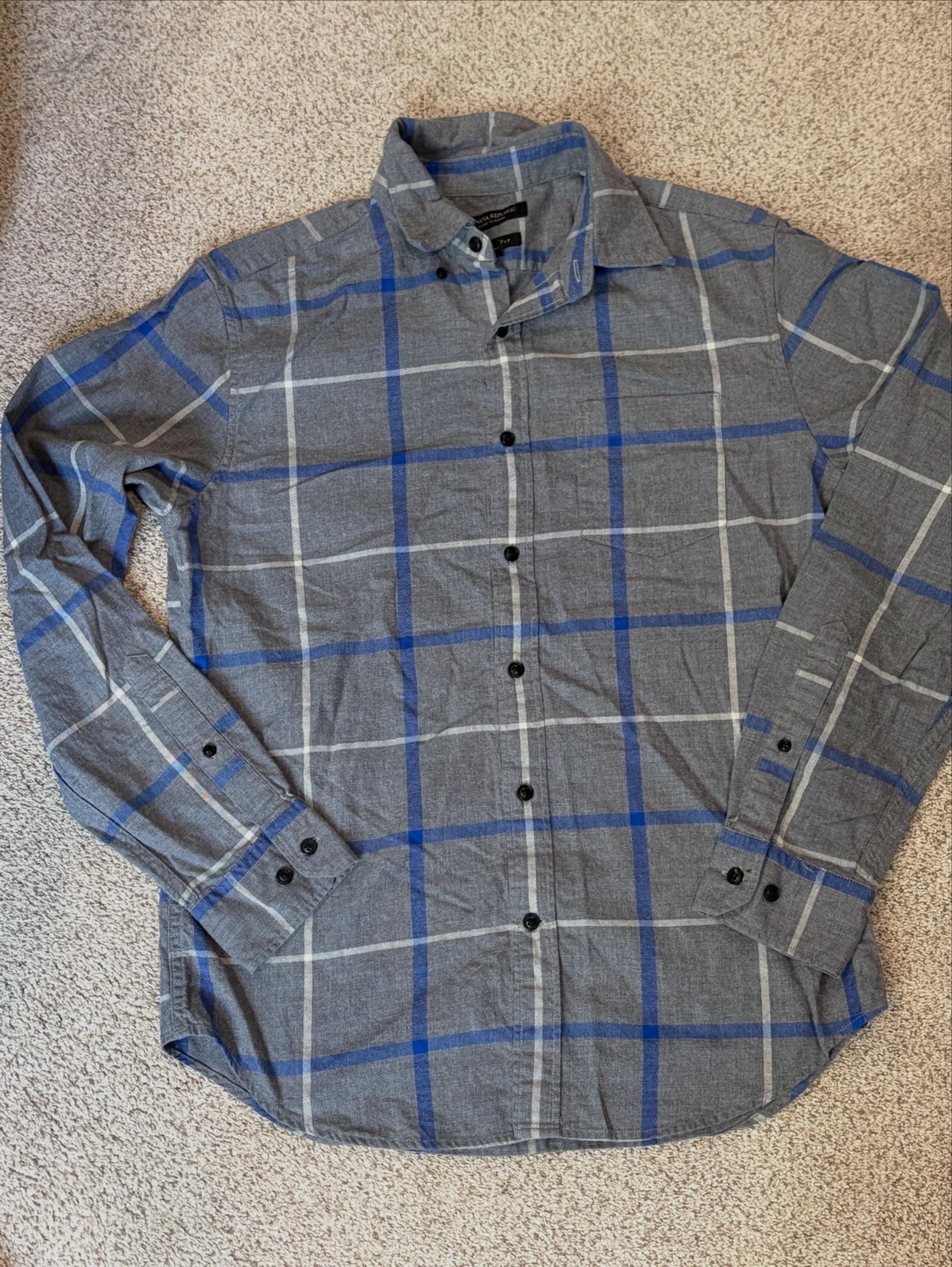 Banana Republic Grant Fit Plaid Flannel Long Sleeve Collared Shirt Mens Size M