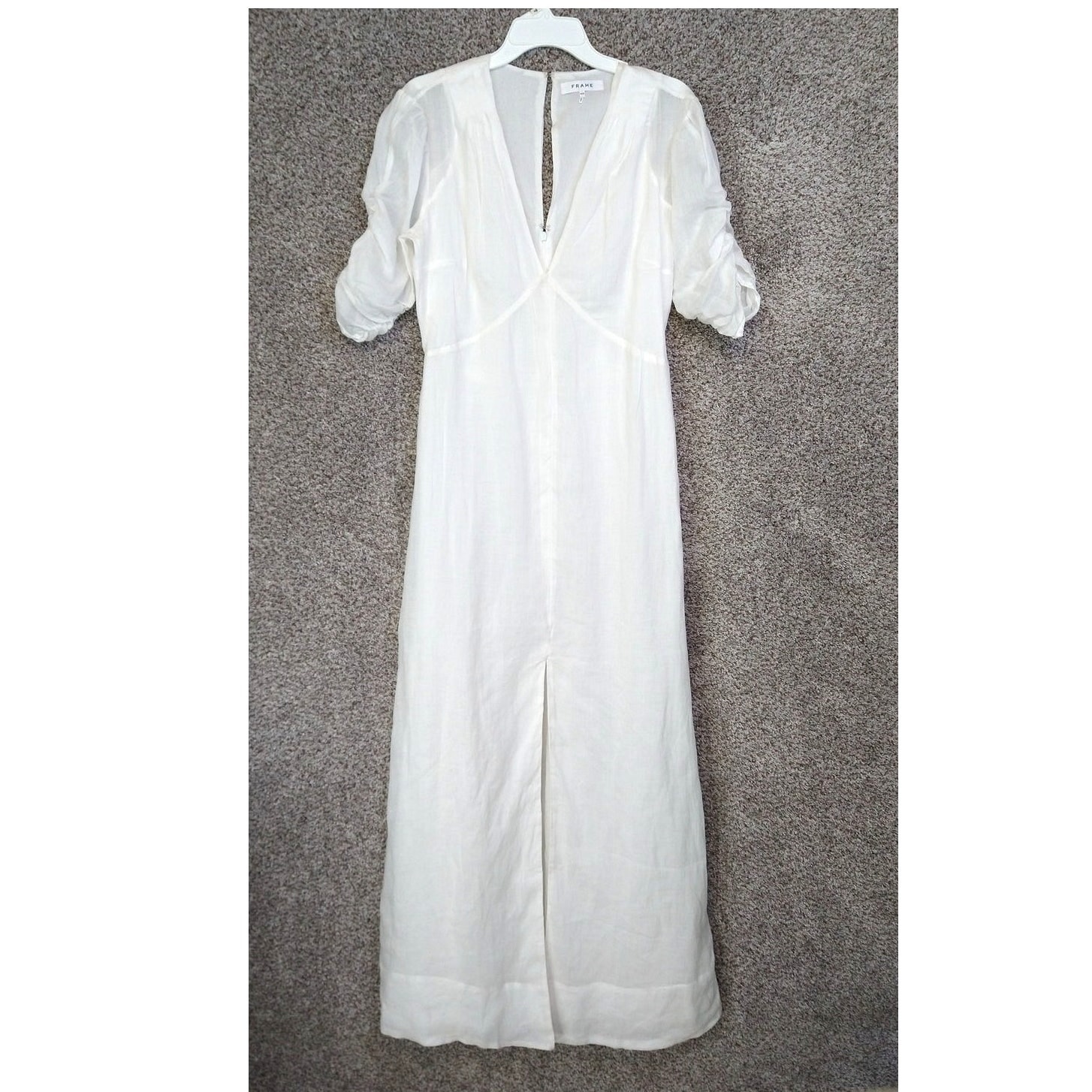 FRAME White Shirred Sleeve Maxi Dress Boho Flowy Size M